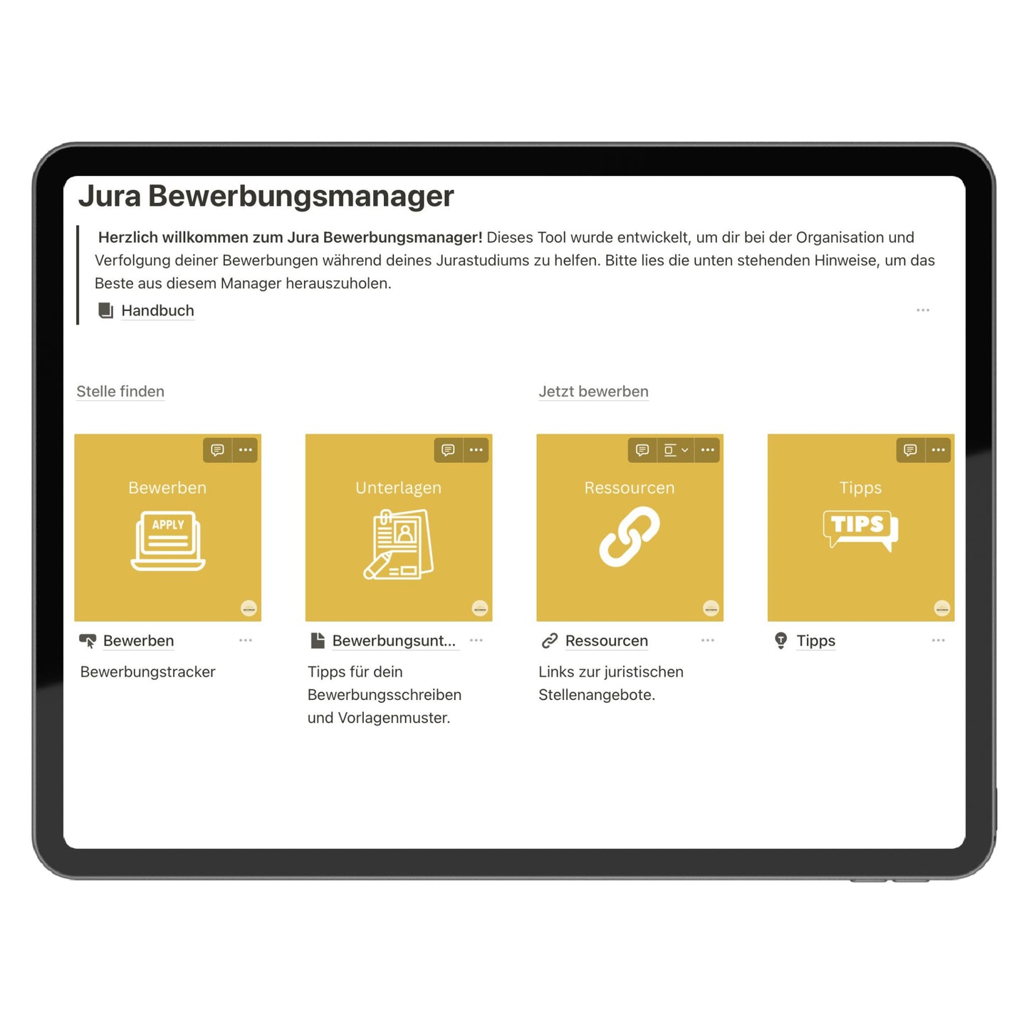 Jura Bewerbungsmanager